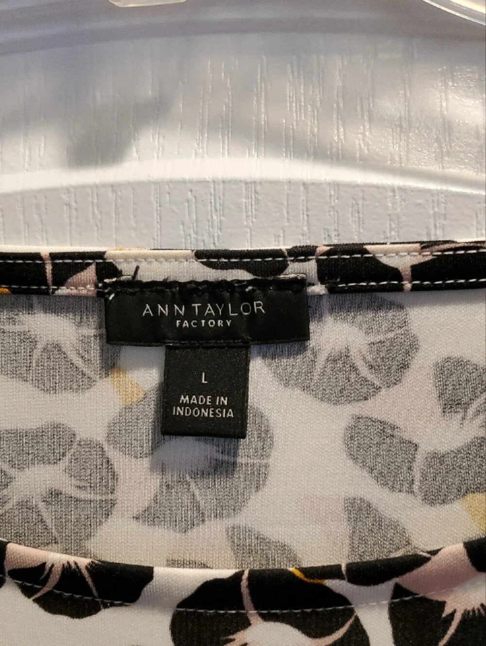 Ann Taylor Factory Black and White Floral Blouse with Yellow Accents